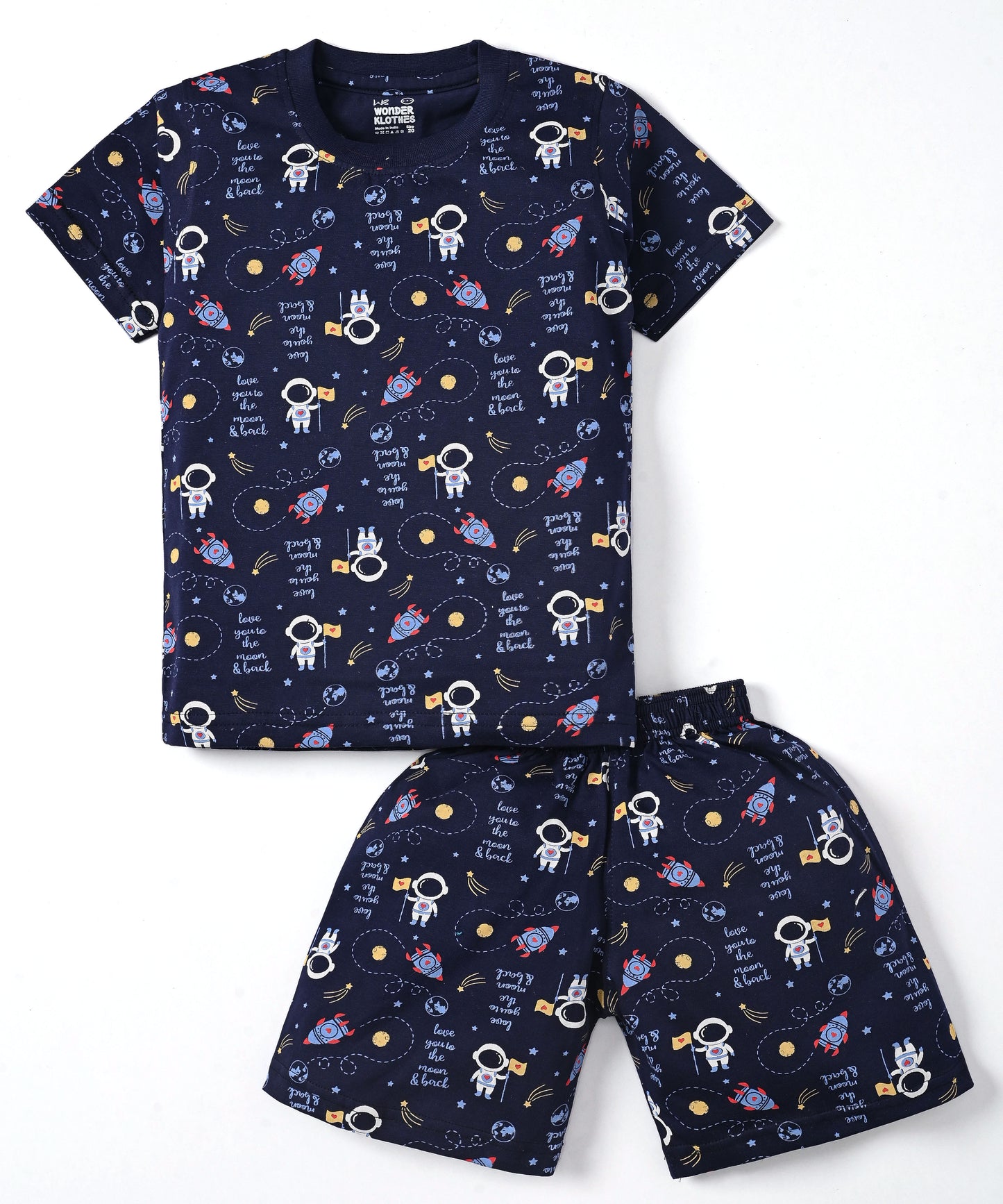 Surfing Beach and Moon Space Half Sleeves T-Shirt & Half Pant Set | Pack of 2