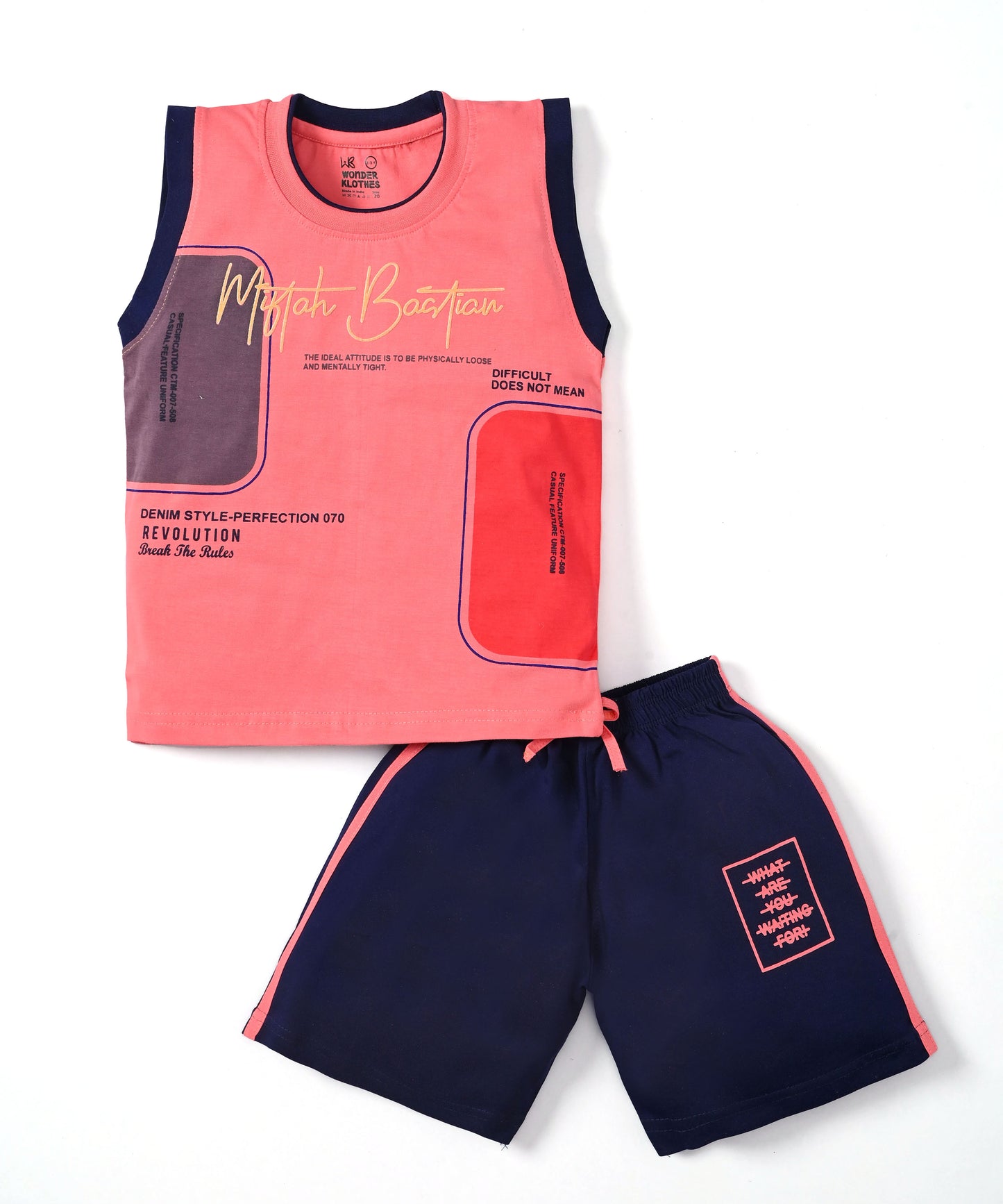 Miftah Sleeveless T-Shirt & Shorts Set | Pink