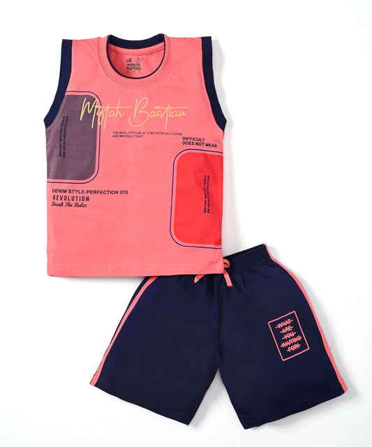Miftah Sleeveless T-Shirt & Shorts Set | Pink