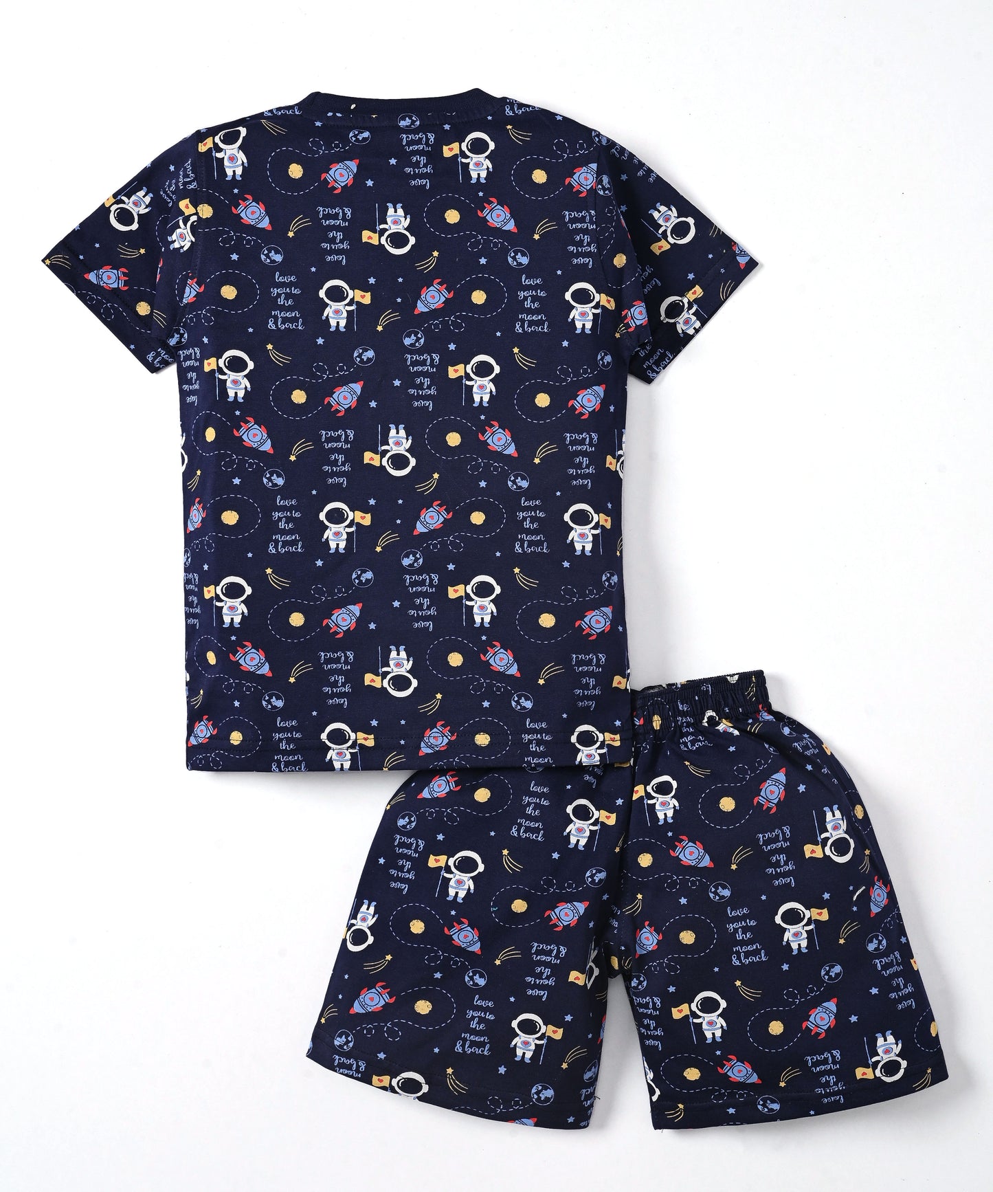 Surfing Beach and Moon Space Half Sleeves T-Shirt & Half Pant Set | Pack of 2
