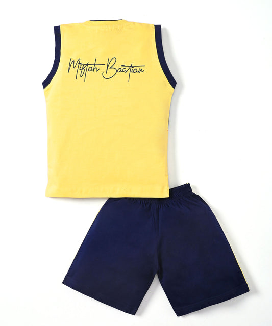 Miftah Sleeveless T-Shirt & Shorts Set | Yellow