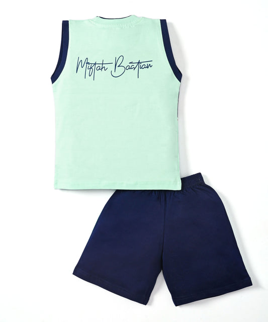 Miftah Sleeveless T-Shirt & Shorts Set | Green