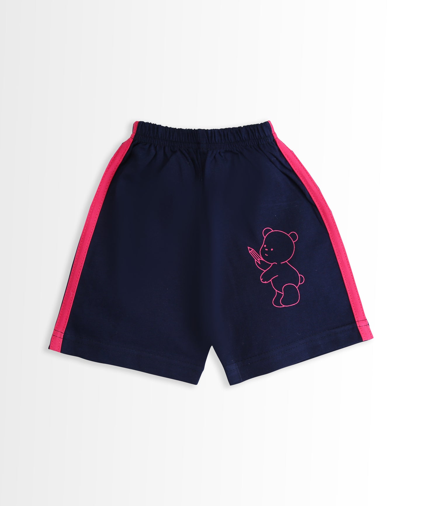 Teddy Alphabet Half Sleeves T-Shirt & Half Pant Set | Pink