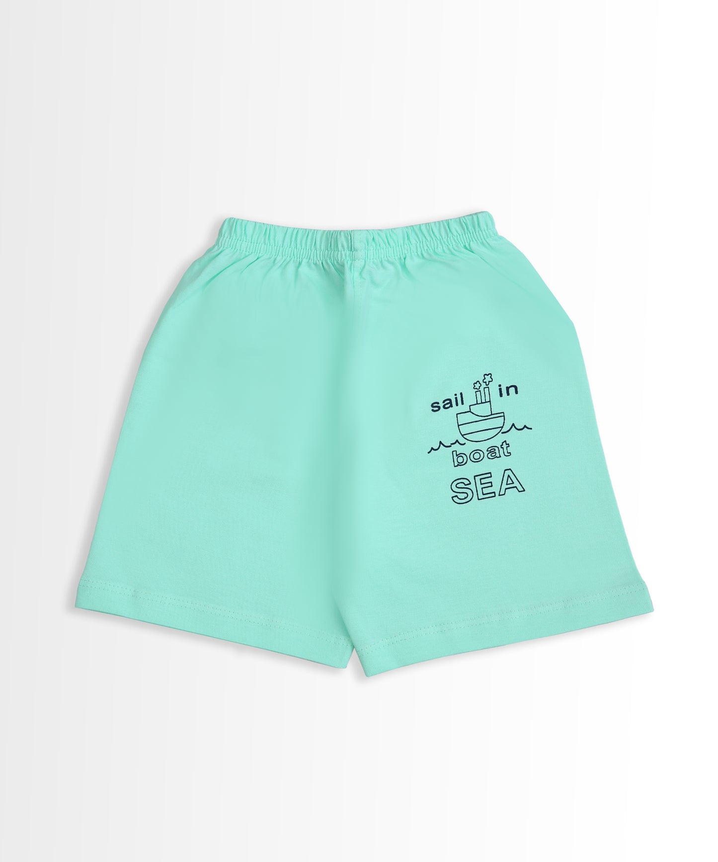 Sail Away Half Sleeves T-Shirt & Half Pant Set | Green