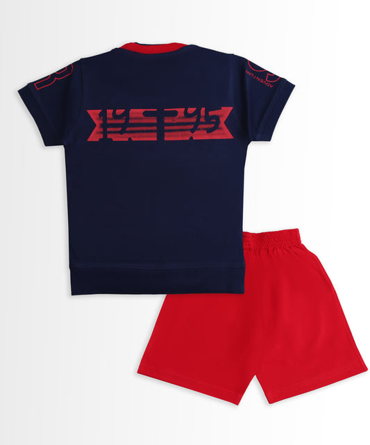 Stay Strong Half Sleeves T-Shirt & Shorts Set | Red