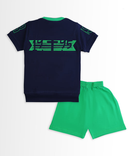 Stay Strong Half Sleeves T-Shirt & Shorts Set | Green