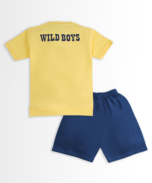 Victory Half Sleeves T-Shirt & Shorts Set | Yellow