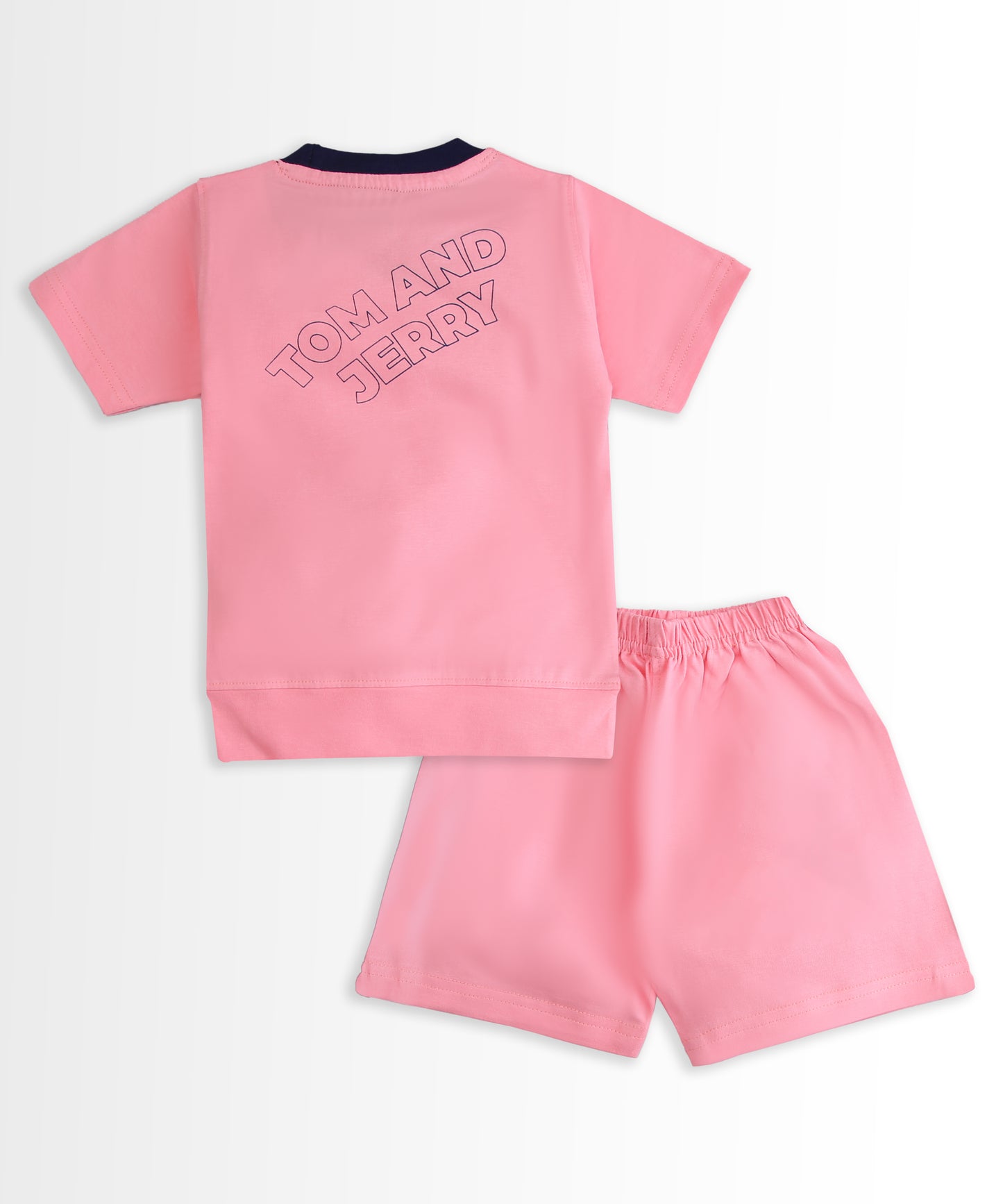 Tom and Jerry Half Sleeves T-Shirt & Half Pant Set | Pink