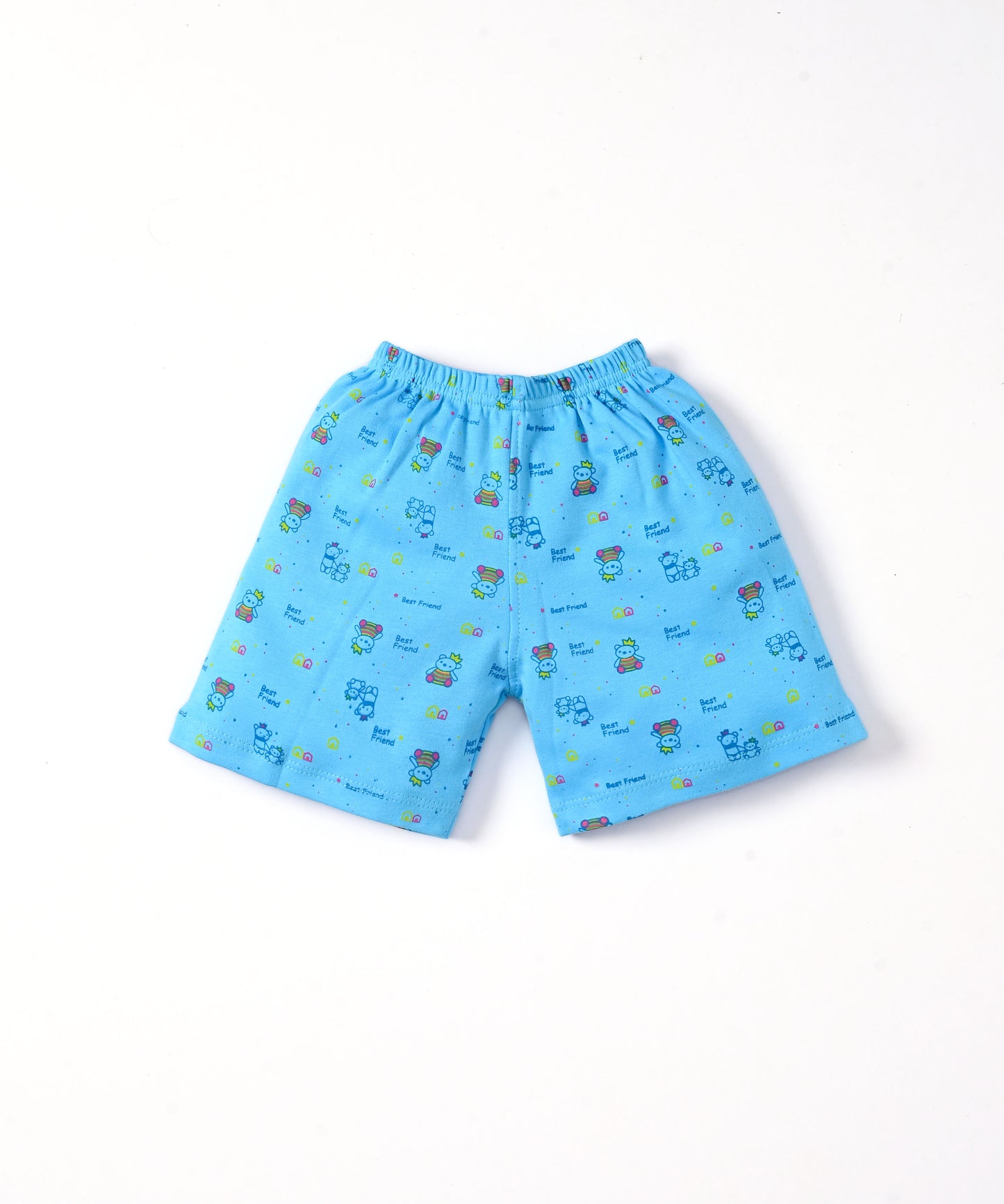 Friends Half Sleeves Front Open T-Shirt & Half Pant Set | Blue