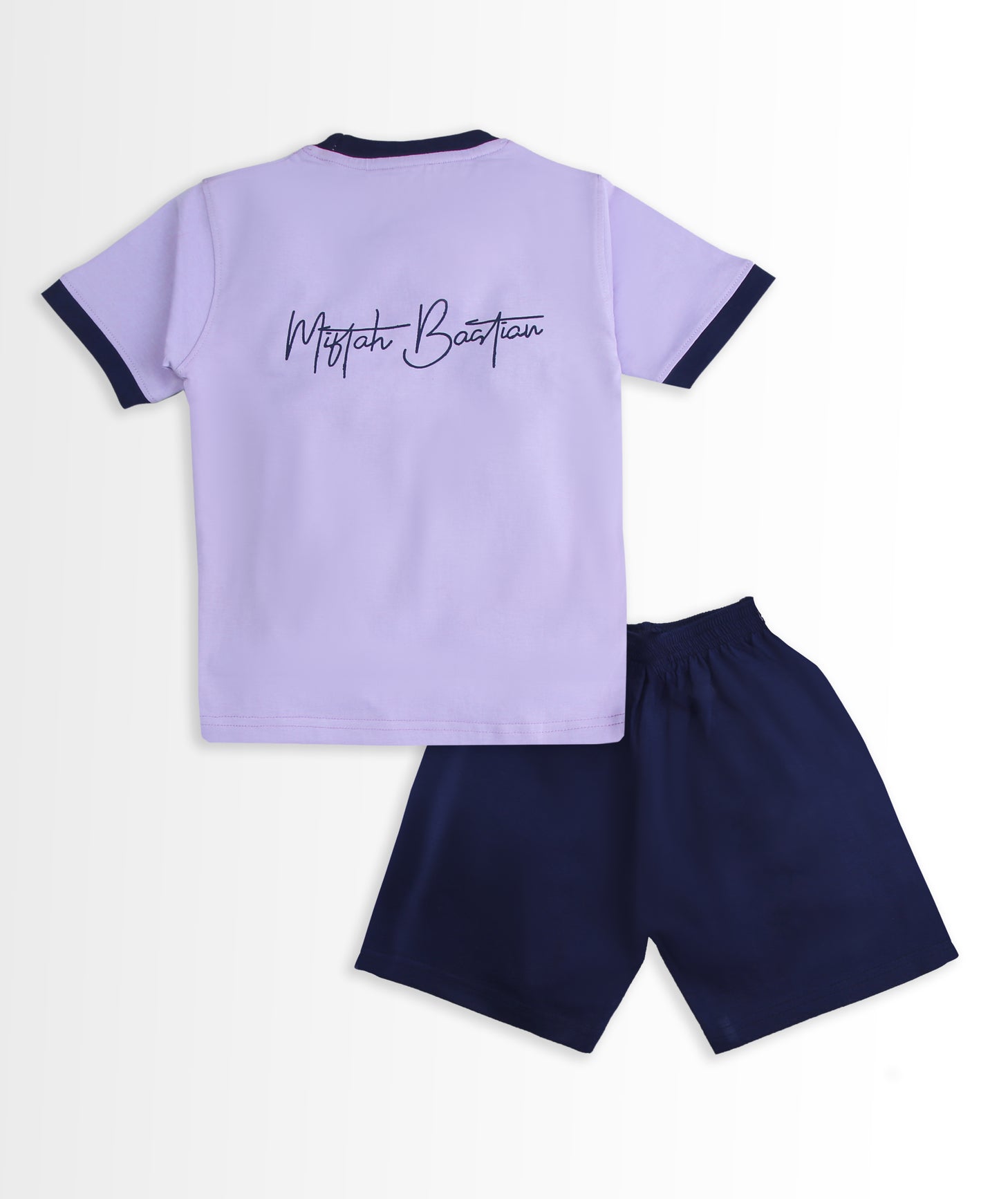 Miftah Half Sleeves T-Shirt & Half Pant Set | Violet