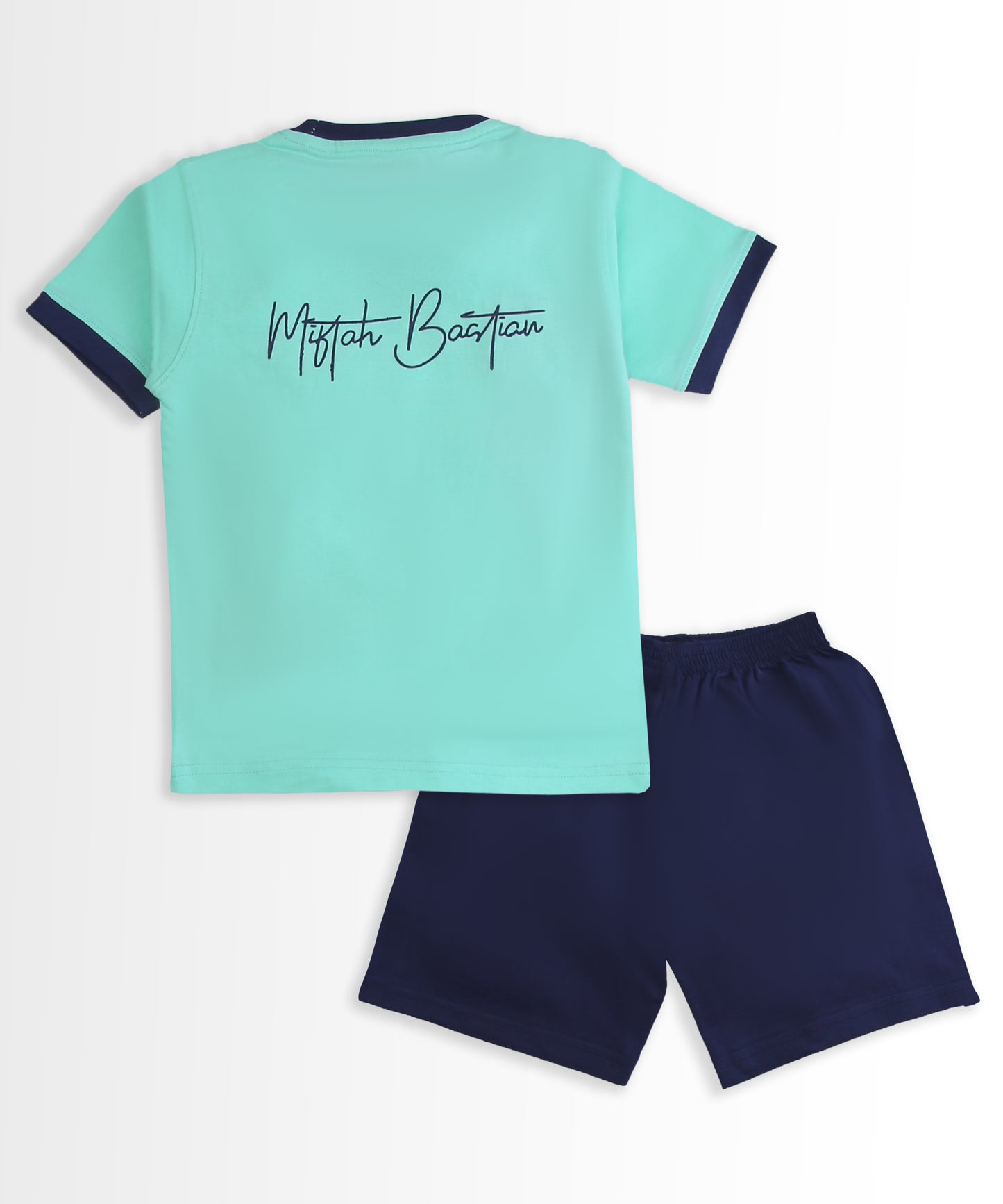 Miftah Half Sleeves T-Shirt & Half Pant Set | Green