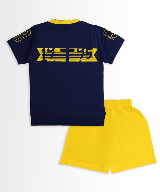 Stay Strong Half Sleeves T-Shirt & Shorts Set | Yellow
