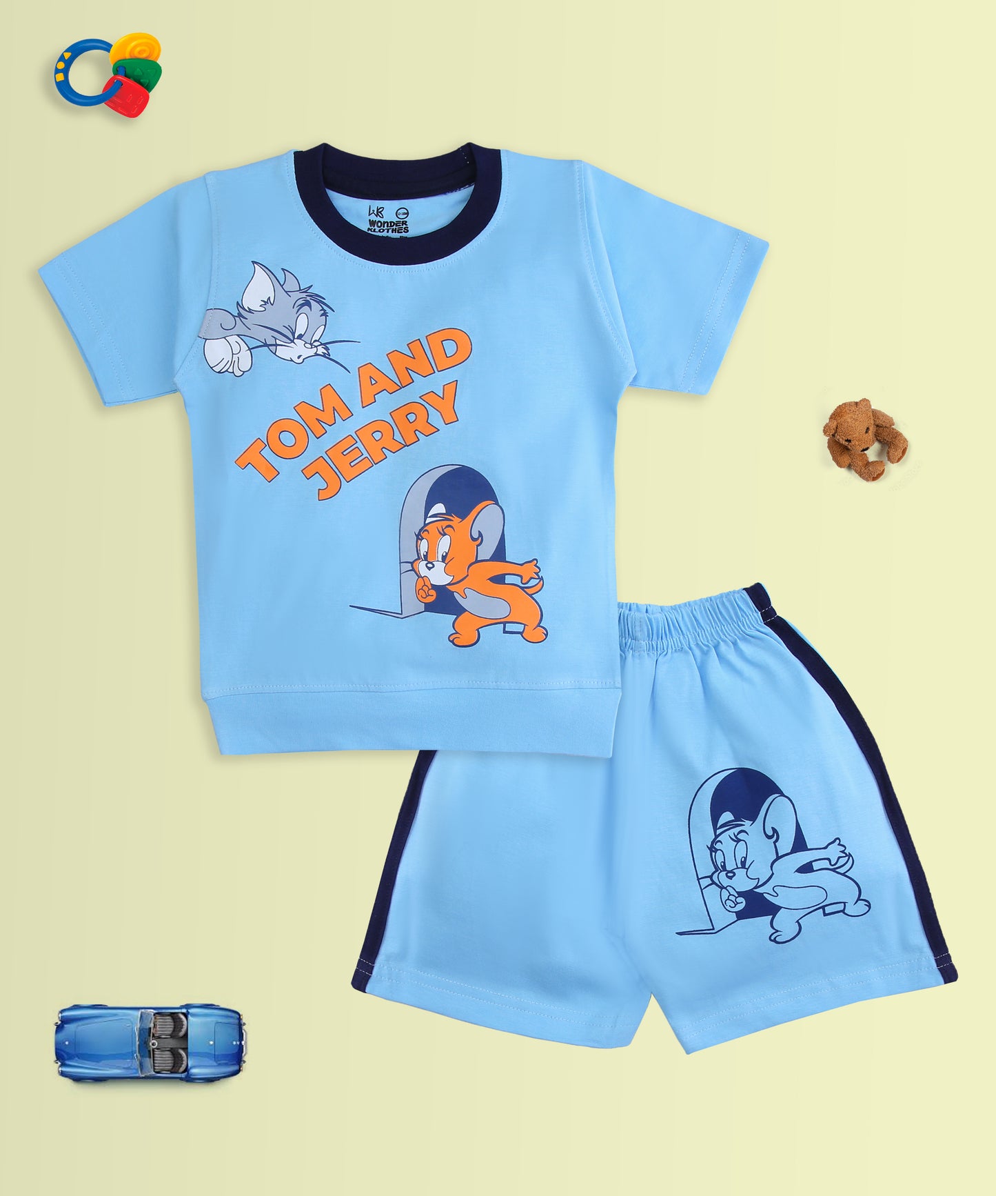 Tom and Jerry Half Sleeves T-Shirt & Half Pant Set | Blue