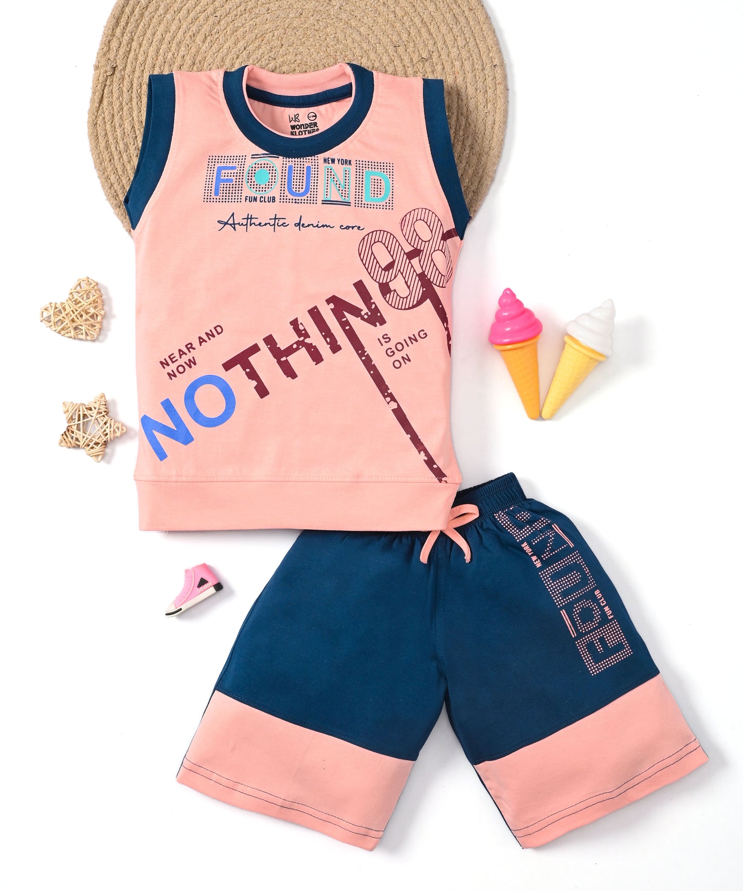 Nothing Sleeveless T-Shirt & Shorts Set | Pink