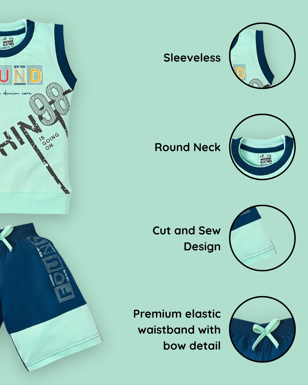 Nothing Sleeveless T-Shirt & Shorts Set | Green