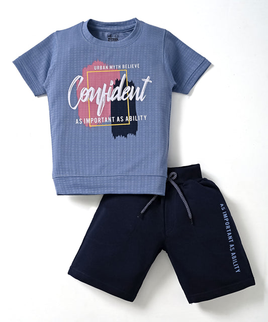 Confident Half Sleeves T-Shirt & Shorts Set | Blue