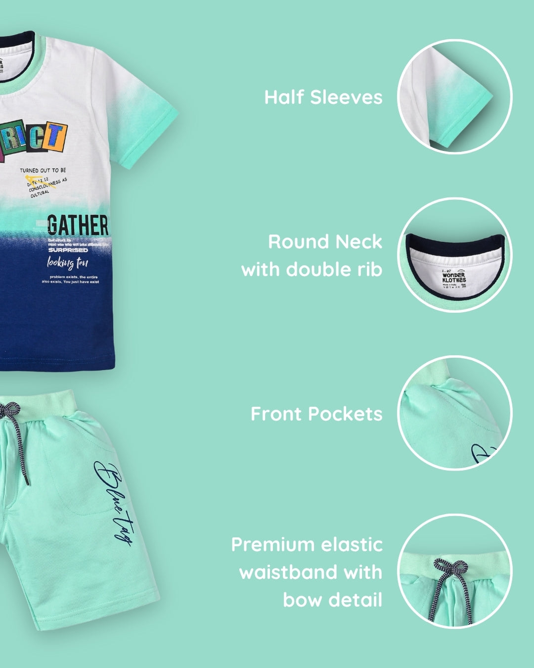 District Half Sleeves T-Shirt & Shorts Set | Green