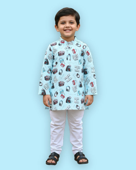 Music Gadgets Full Sleeves Kurta Pyjama Set