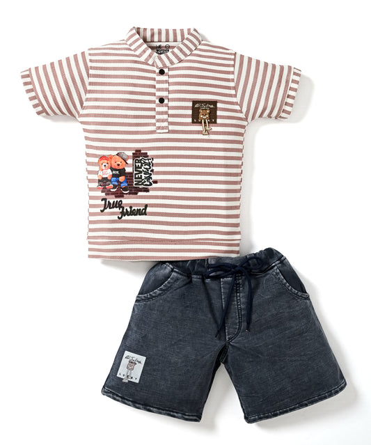 Bestie Bears Half Sleeves T-Shirt & RFD Shorts Set | Onion