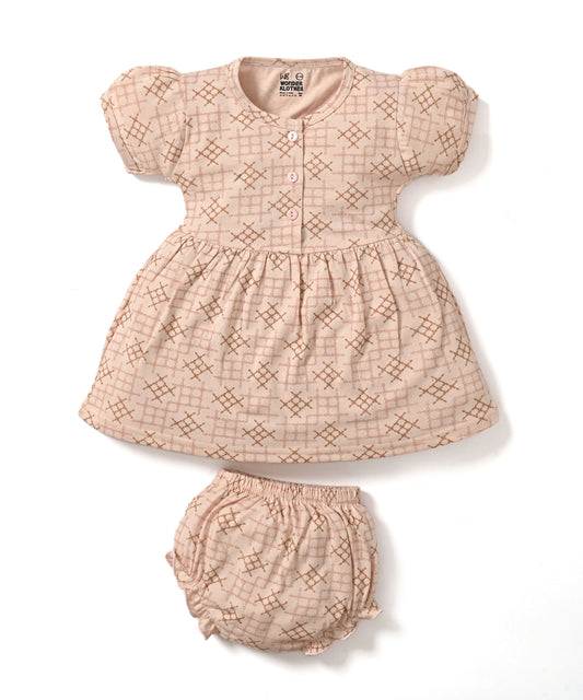 Knit Knot Half Sleeves Frock & Bloomer Pant Set