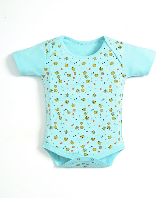 Kitten Envelope Half Sleeves Bodysuit Romper | Blue