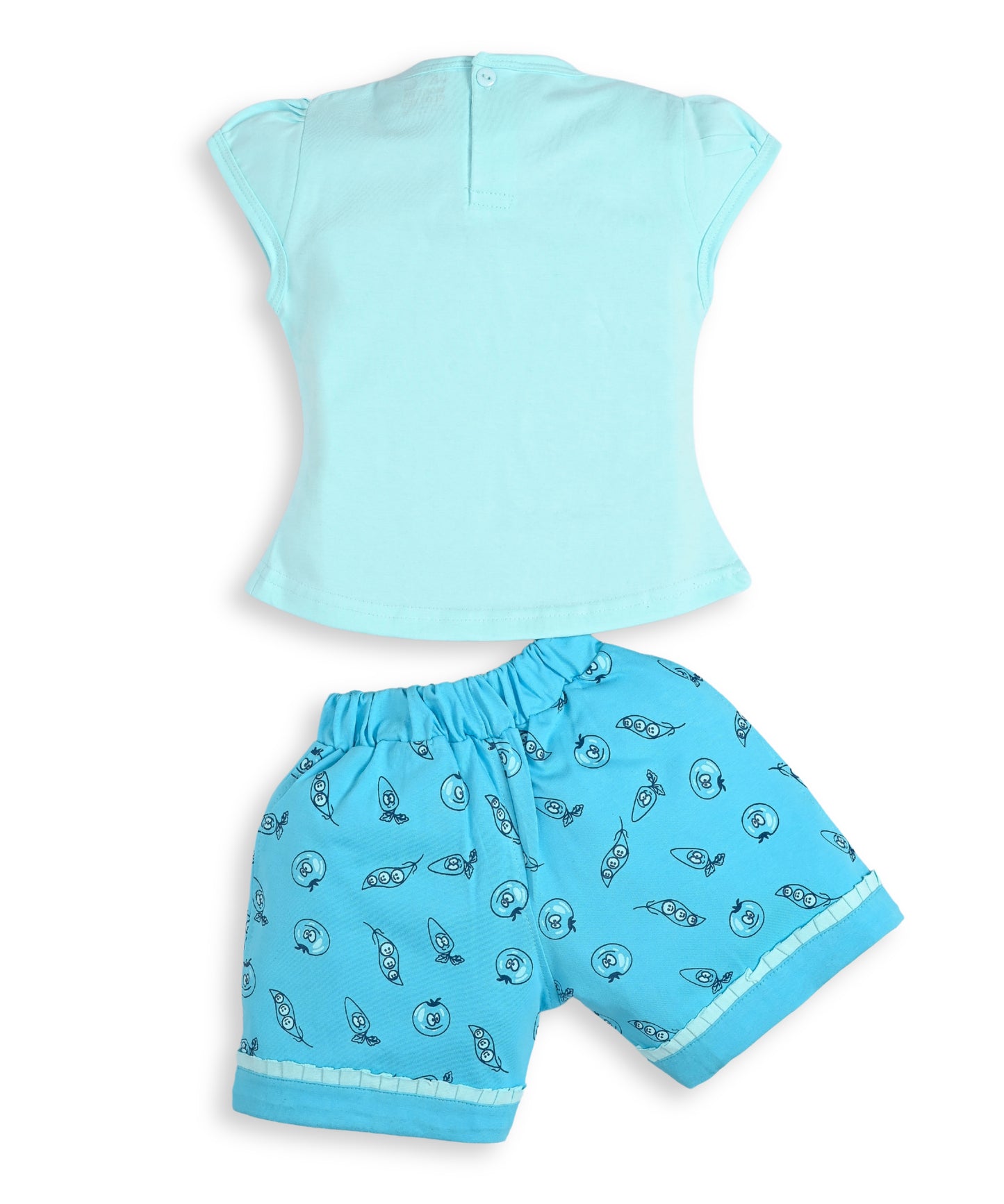 Eat More Veggies Short Sleeves Top & Hot Pant Set | Blue