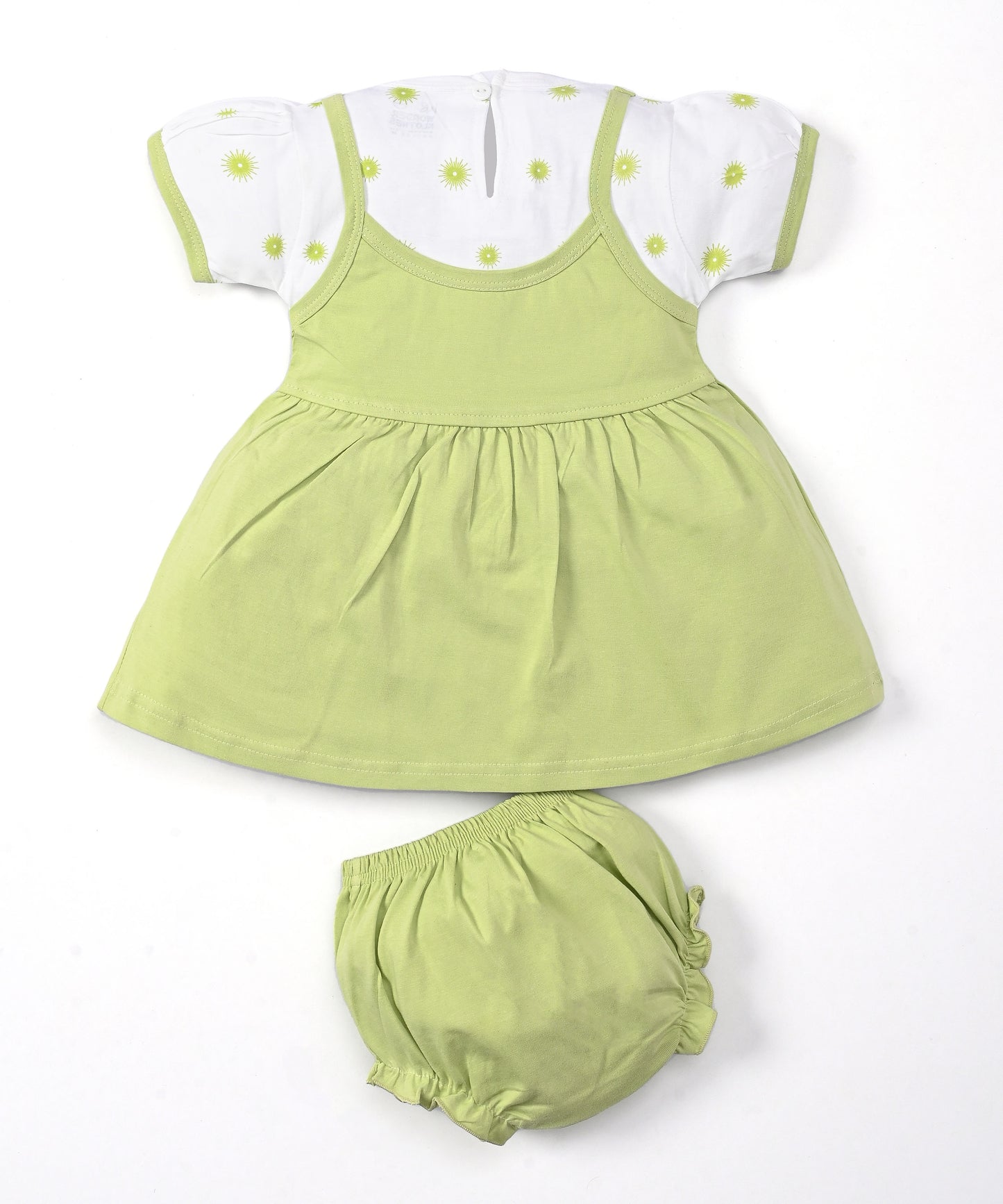 Explore Minnie Half Sleeves Frock & Bloomer Pant Set | Green