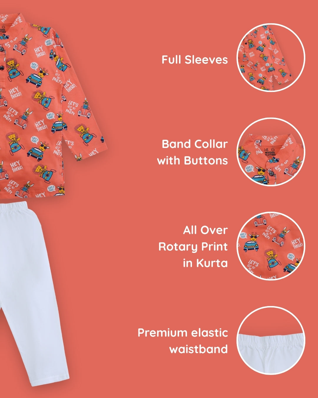 Animal Safari Full Sleeves Kurta Pyjama Set