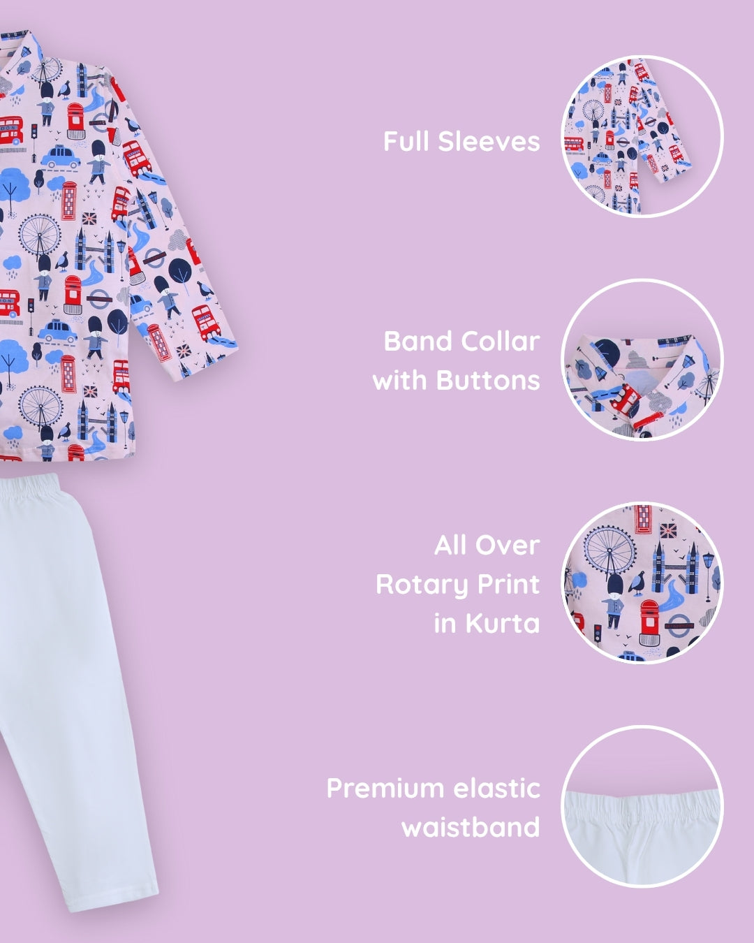 Iconic London Full Sleeves Kurta Pyjama Set