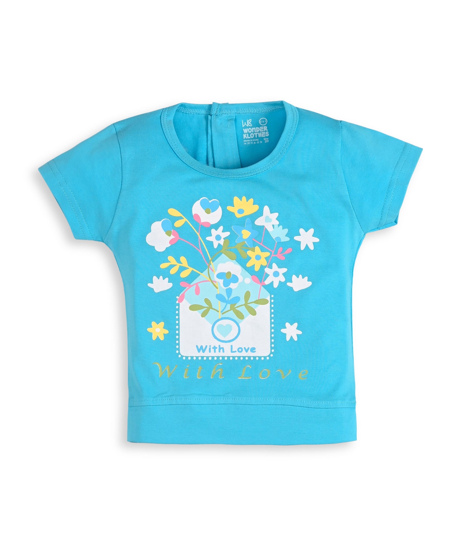 With Love Half Sleeves Top & Skirt Set | Blue