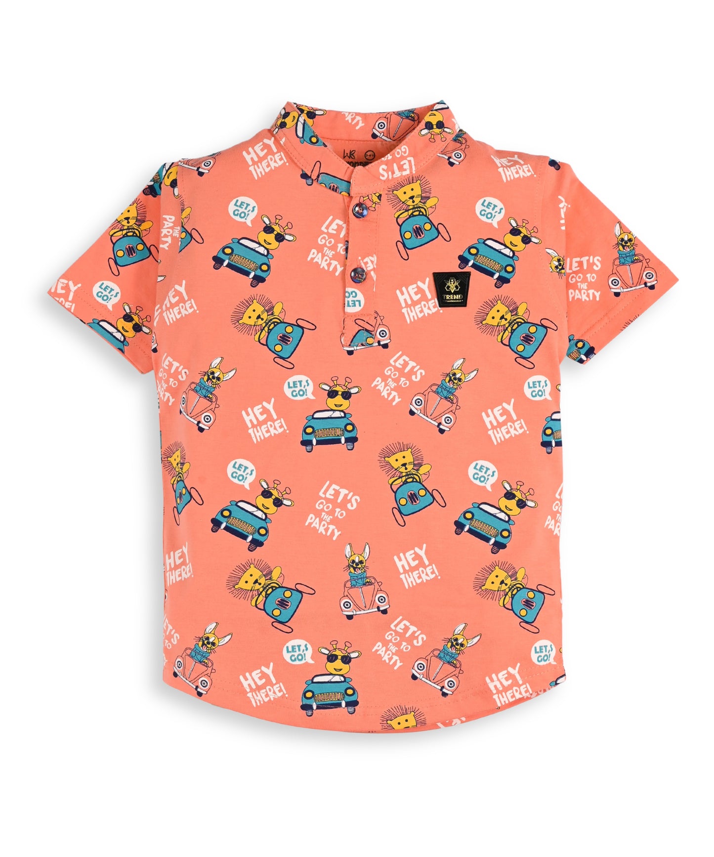 Animal Safari Half Sleeves T-Shirt & Shorts Set | Orange