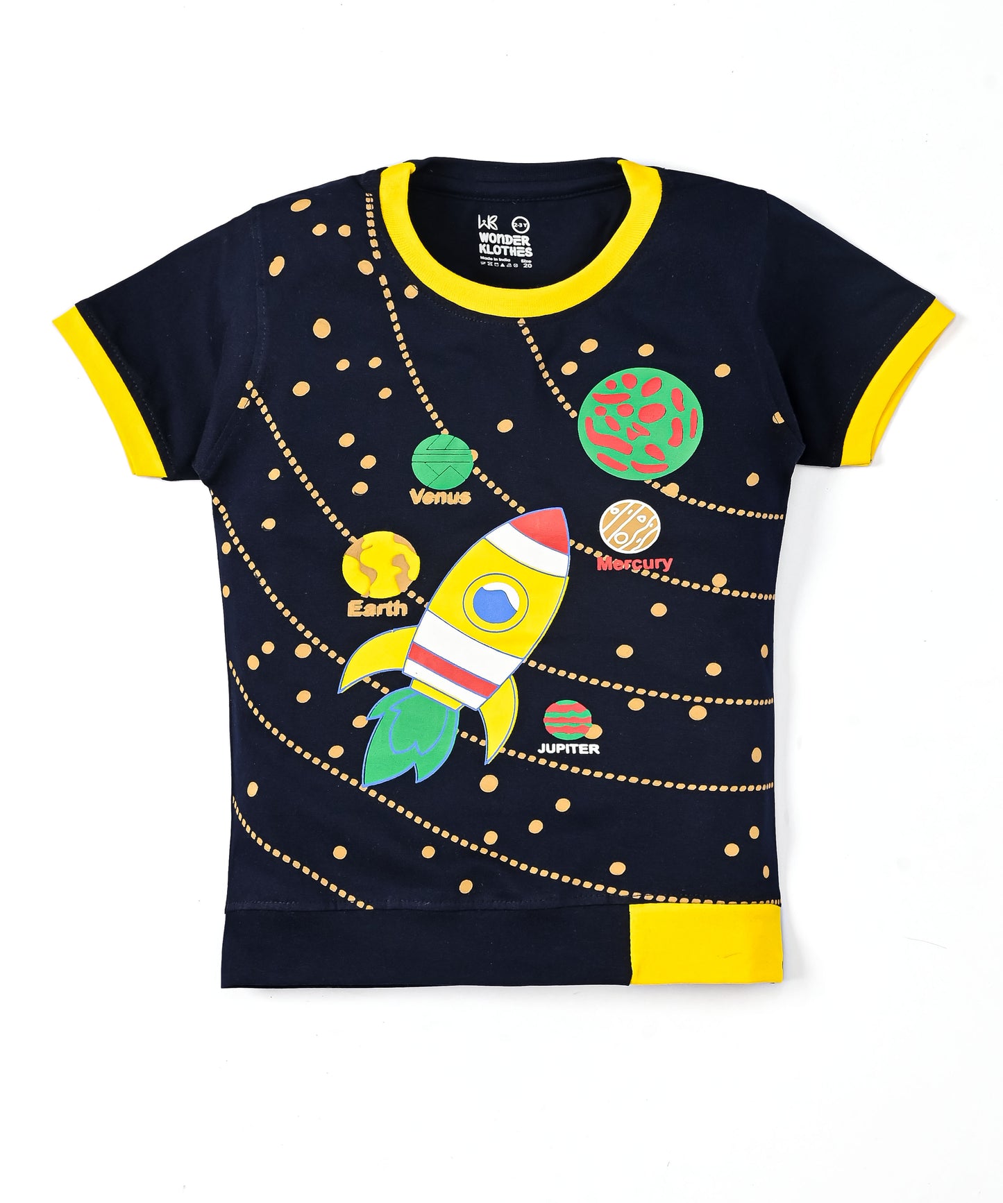 Space Explorer Half Sleeves T-Shirt & Shorts Set | Yellow