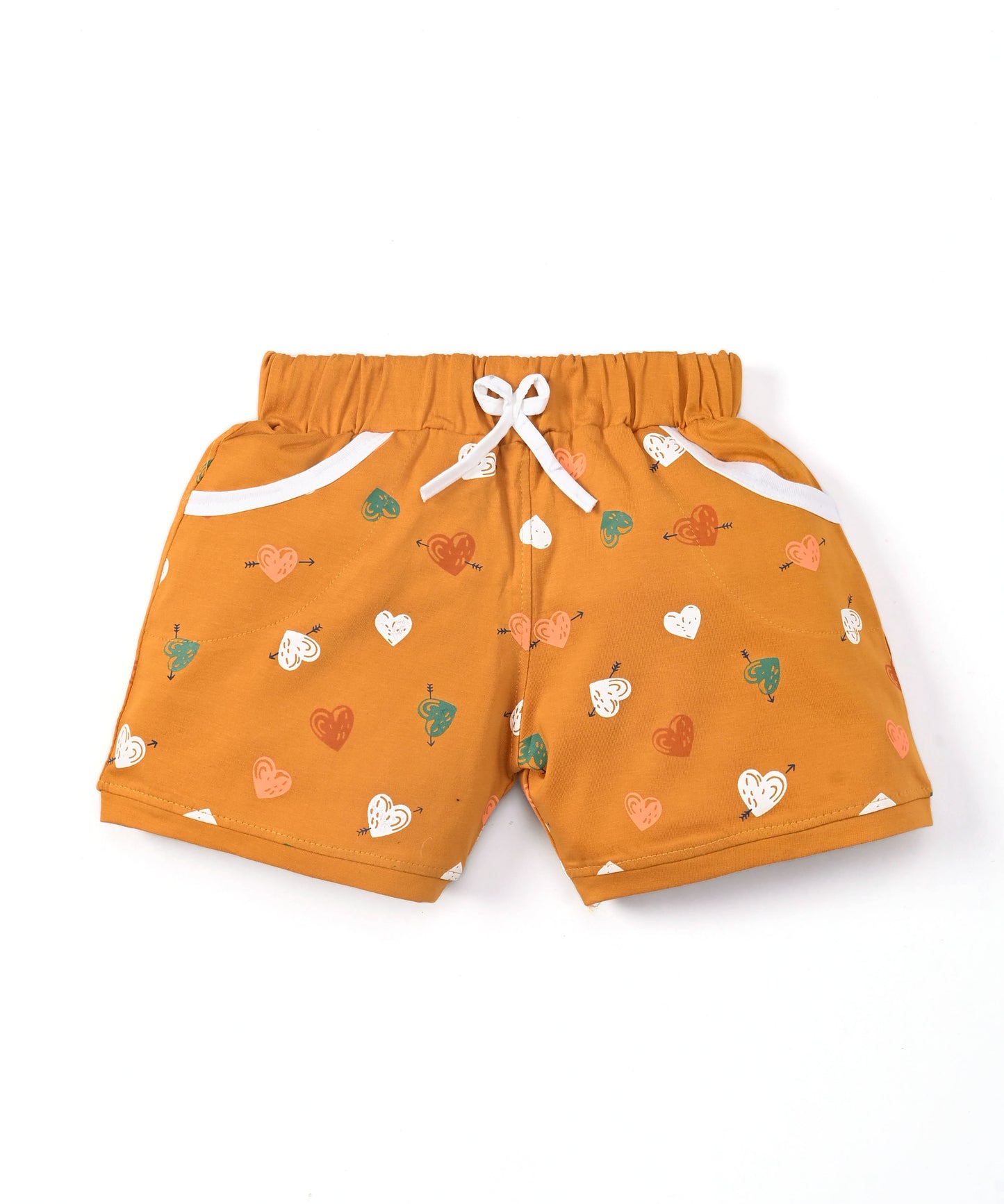 Smiley Heart Short Sleeves Top & Hot Pant Set | Yellow
