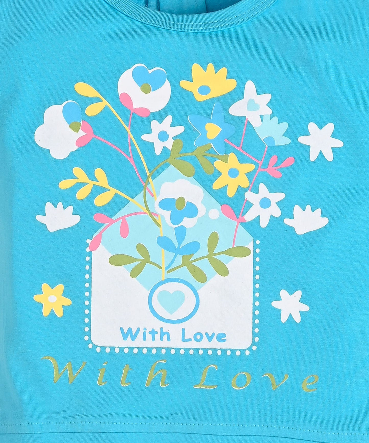 With Love Half Sleeves Top & Skirt Set | Blue
