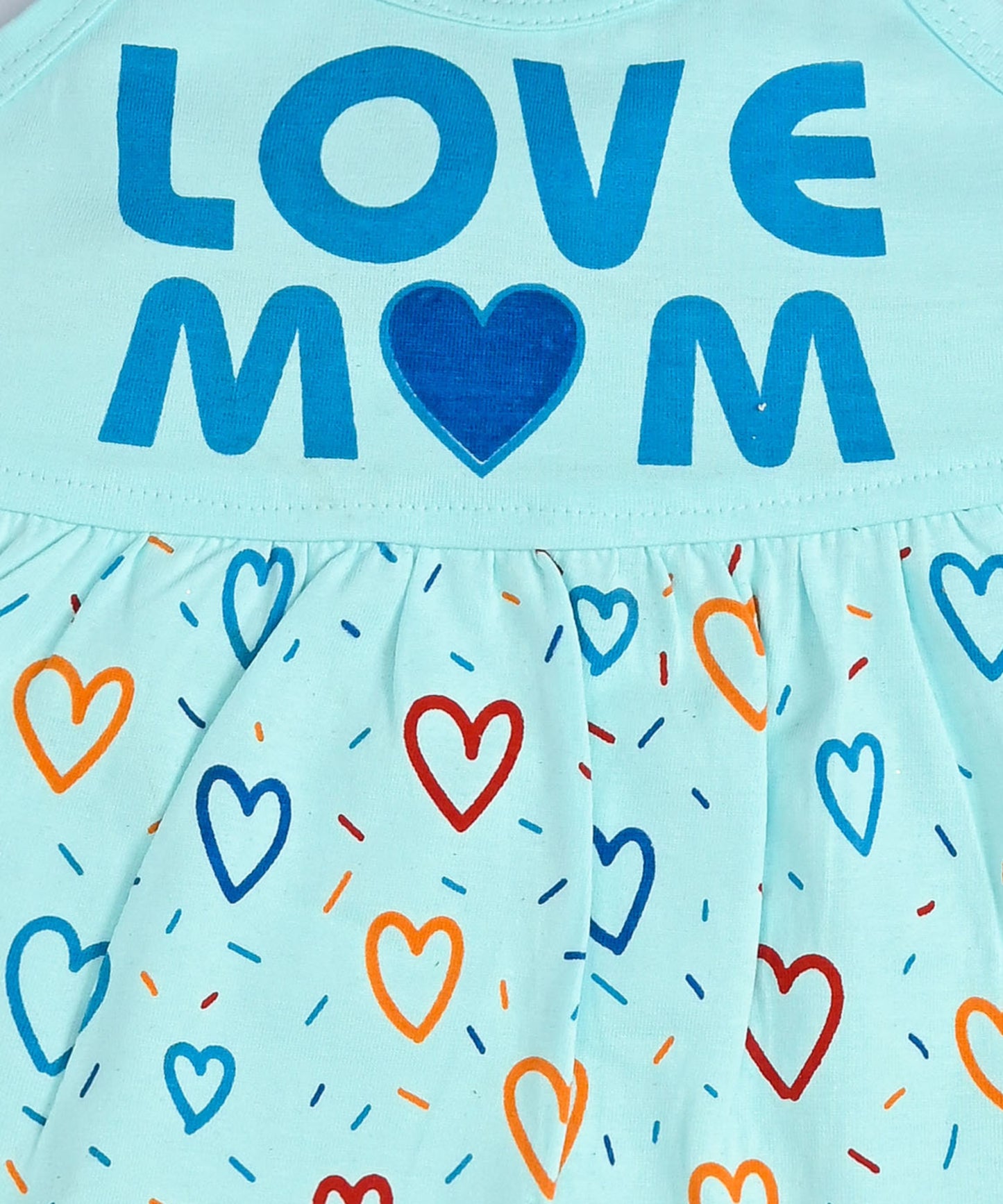 Love Mom Bandhani Straps Frock & Bloomer Pant Set | Pink & Blue | Pack of 2