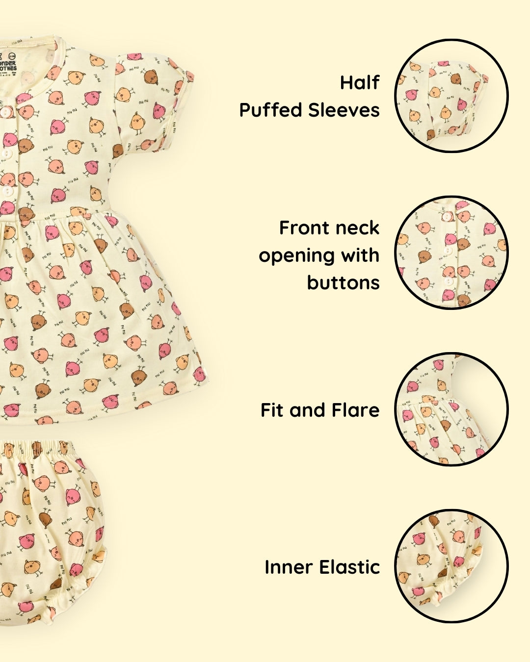 Birdie Chic Half Sleeves Frock & Bloomer Pant Set