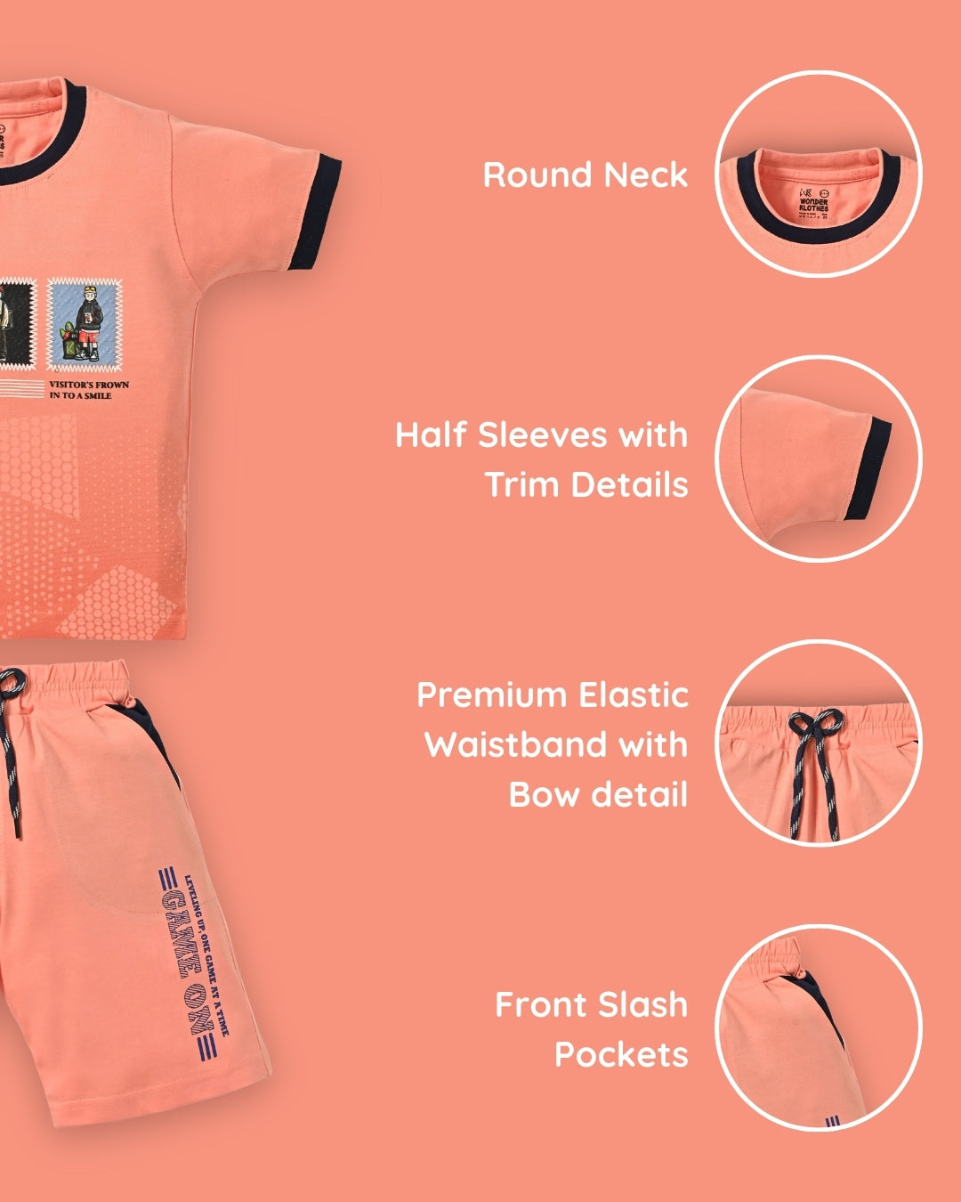 Spread Squad Half Sleeves T-Shirt & Shorts Set | Orange