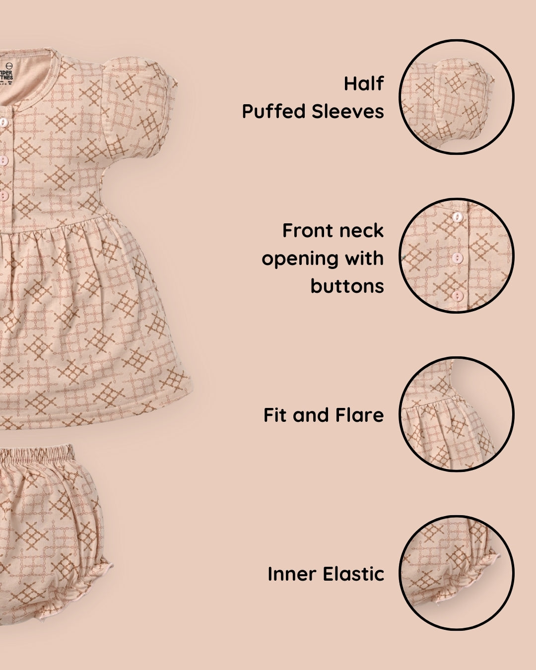 Knit Knot Half Sleeves Frock & Bloomer Pant Set