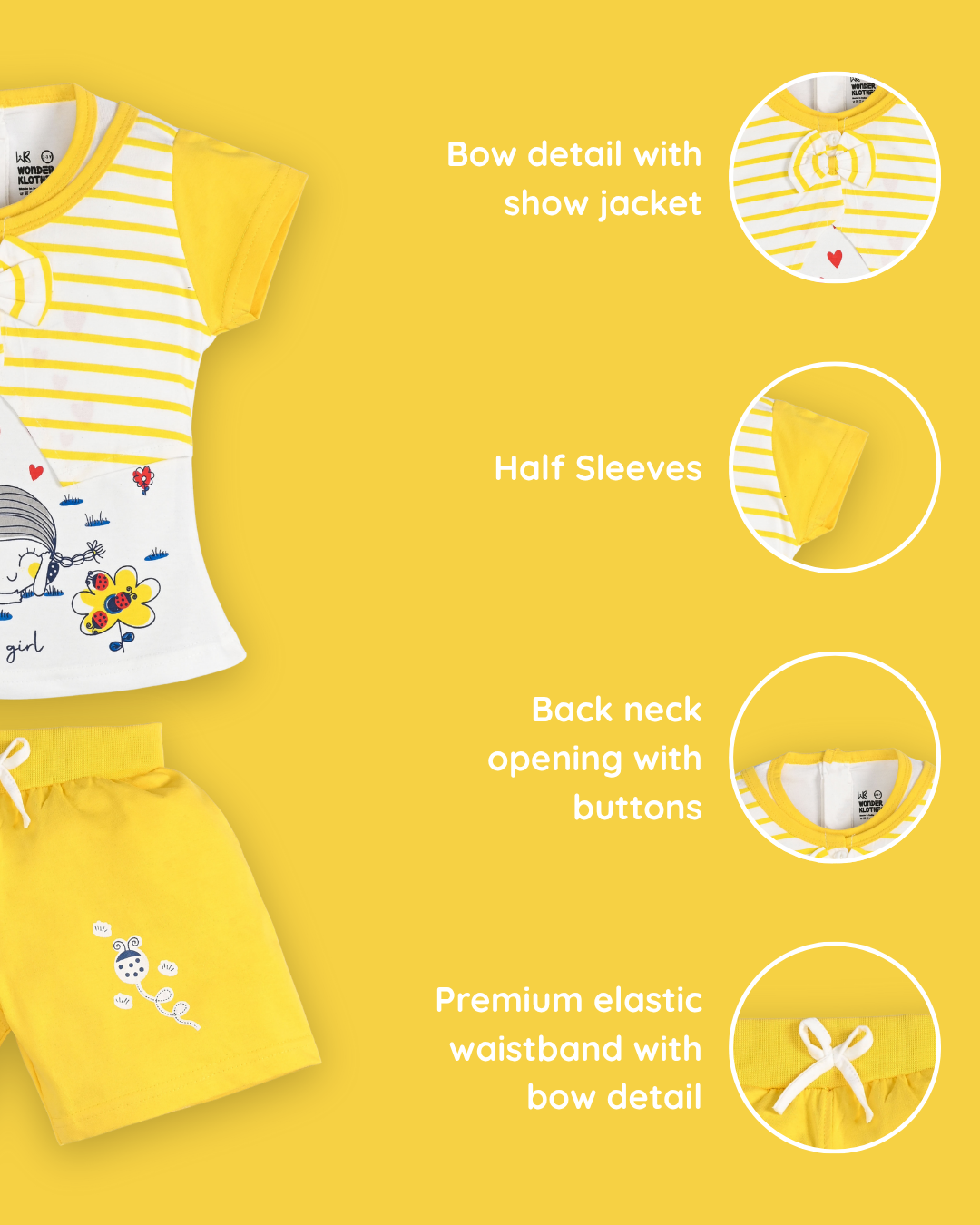 Sweet Girl Half Sleeves Top & Hot Pant Set | Yellow