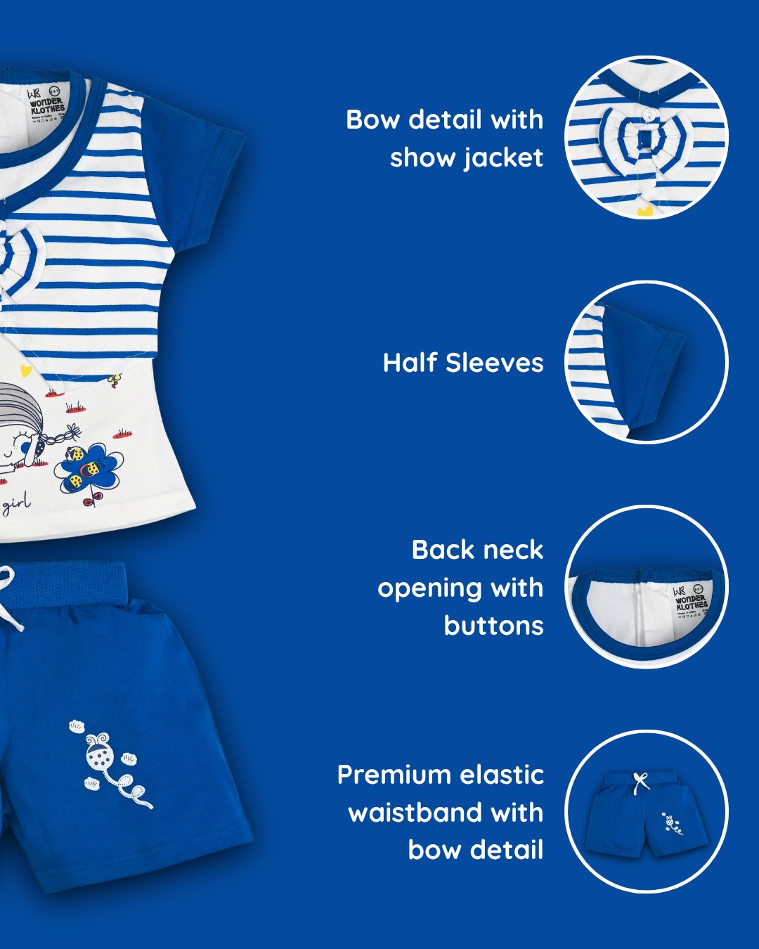 Sweet Girl Half Sleeves Top & Hot Pant Set | Blue