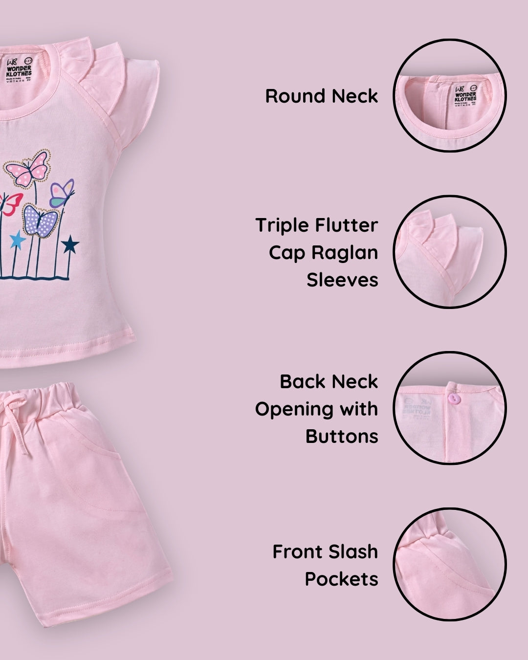 Butterfly Meadow Raglan Short Sleeves Top & Hot Pant Set | Pink