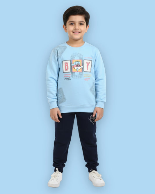 Ducky Boy Full Sleeves Sweatshirt & Joggers Set | Blue