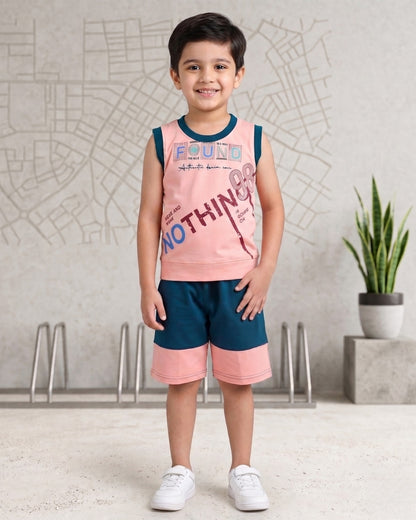 Nothing Sleeveless T-Shirt & Shorts Set | Pink