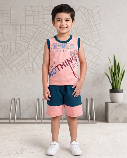 Nothing Sleeveless T-Shirt & Shorts Set | Pink