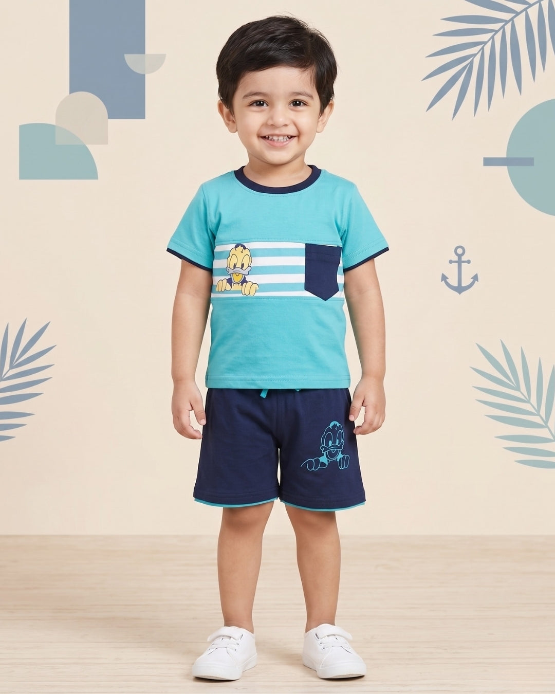 Donald Duck Half Sleeves T-Shirt & Half Pant Set | Blue