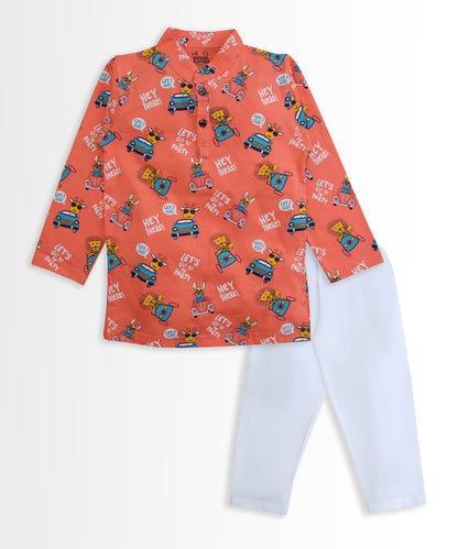 Animal Safari Full Sleeves Kurta Pyjama Set