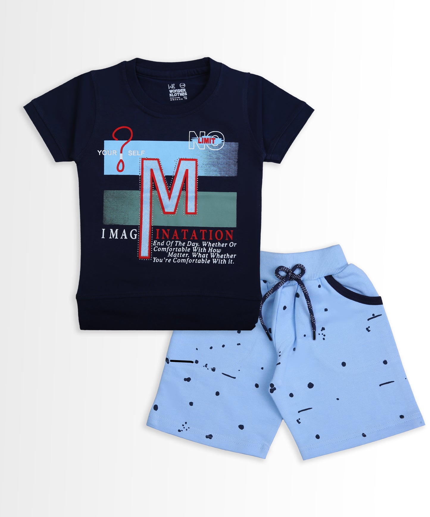 Imagination Half Sleeves T-Shirt & Shorts Set | Blue