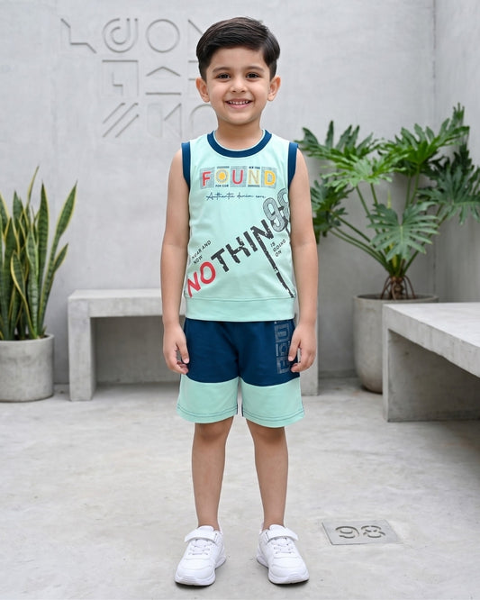 Nothing Sleeveless T-Shirt & Shorts Set | Green
