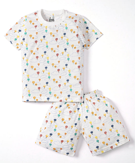 Hot Air Balloon Half Sleeves T-Shirt & Half Pant Set