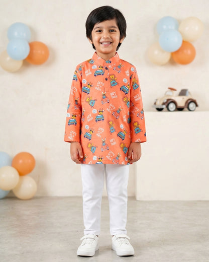 Animal Safari Full Sleeves Kurta Pyjama Set